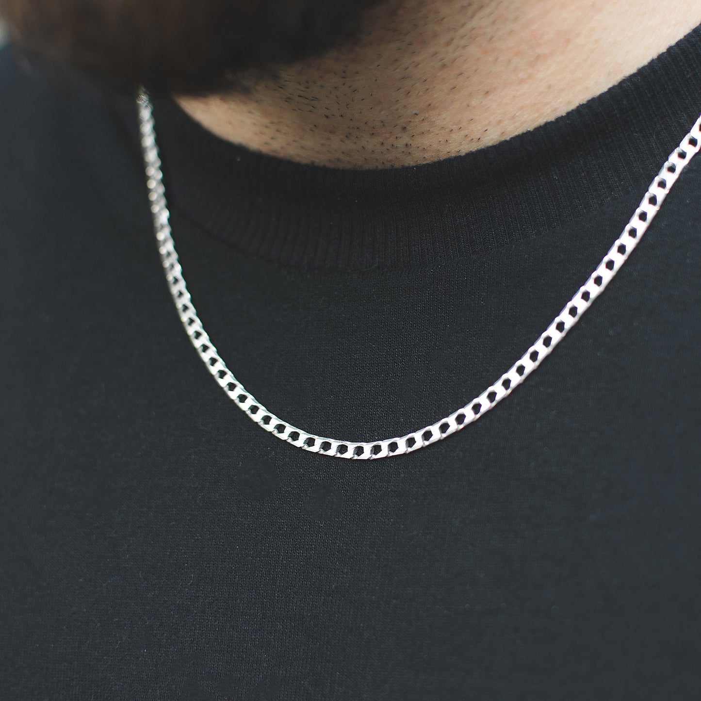 Cadena Cubana 50cm x 3mm Plata Ley 925