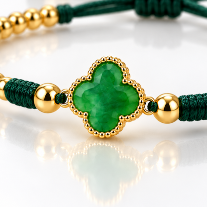 Pulsera Trebol Verde Oro Laminado 18K
