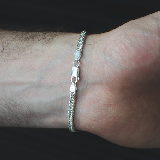 Pulsera Tejida de Eslabones  3mm Plata Ley 925