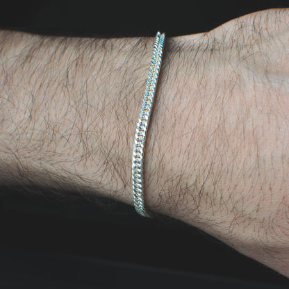 Pulsera Tejida de Eslabones  3mm Plata Ley 925