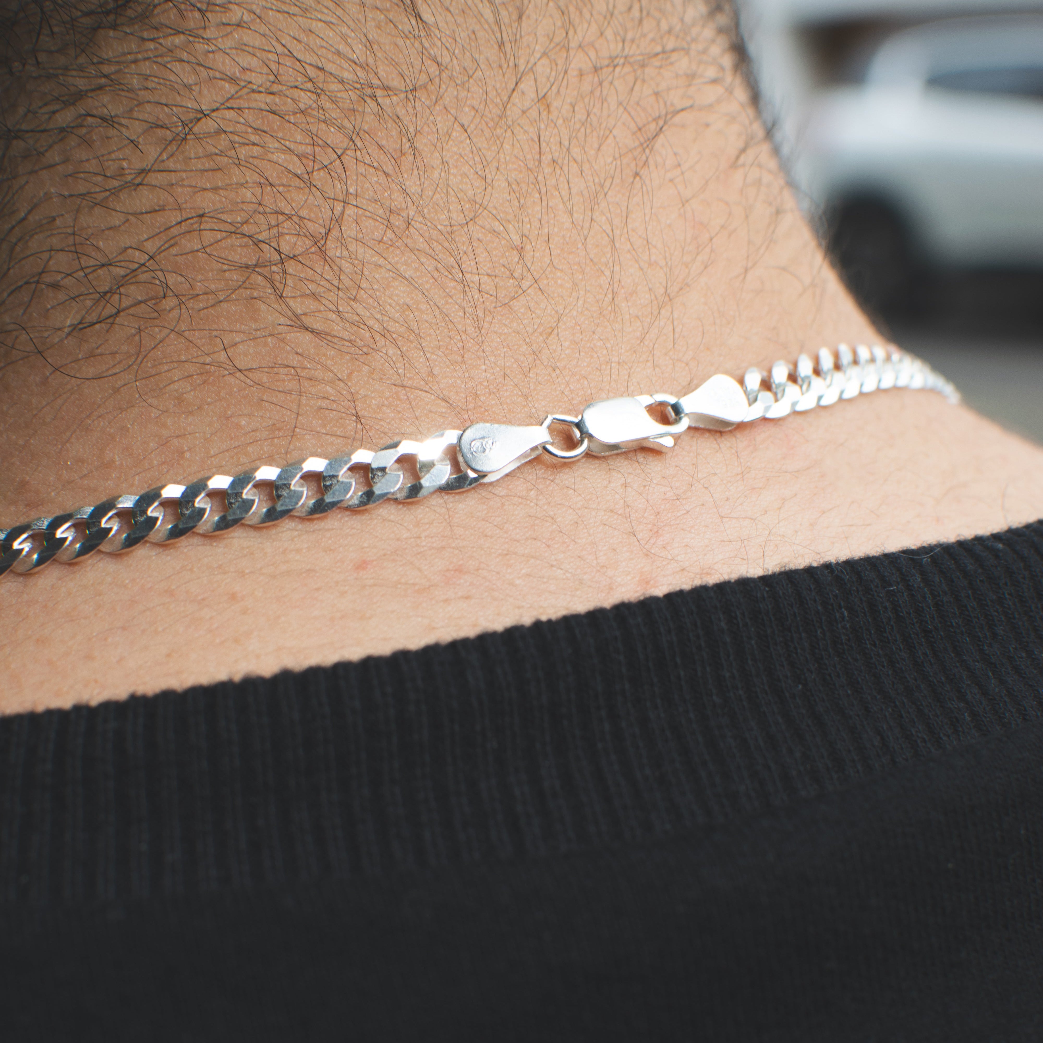 Cadena Cubana 60cm x 4mm Plata Ley 925