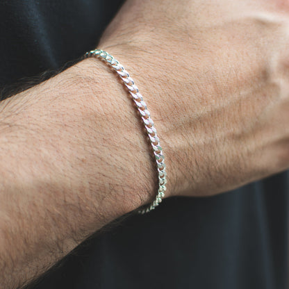 Pulsera Cubana 3mm Plata Ley 925