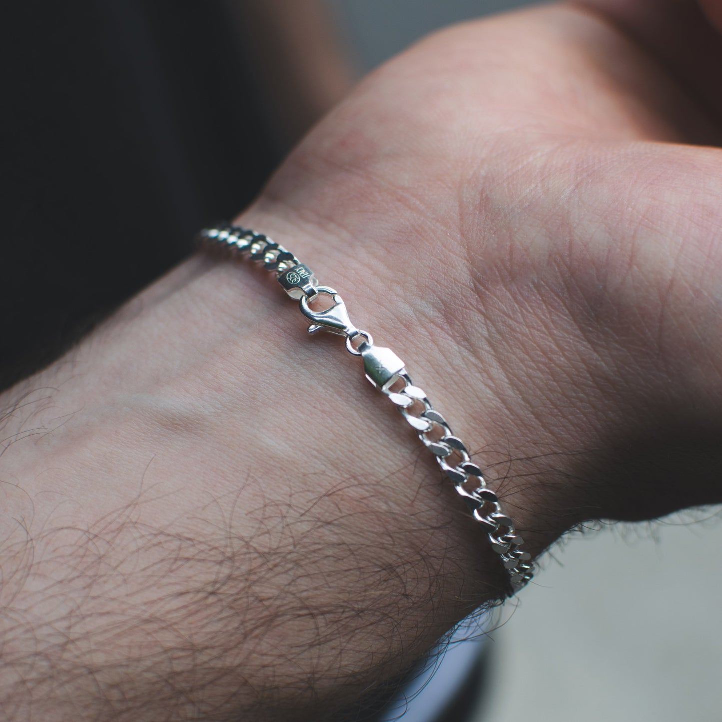 Pulsera Cubana 3mm Plata Ley 925