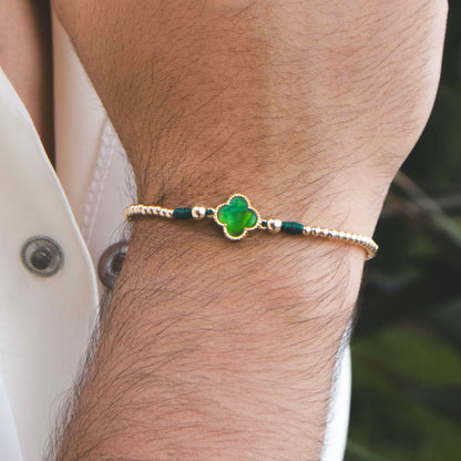 Pulsera Trebol Verde Oro Laminado 18K