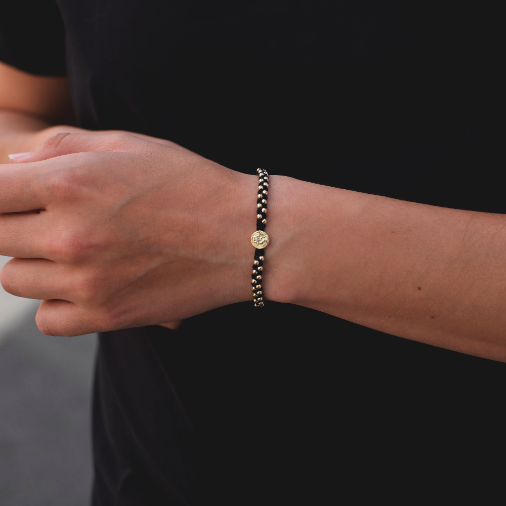 Pulsera San Benito Oro Laminado 18K